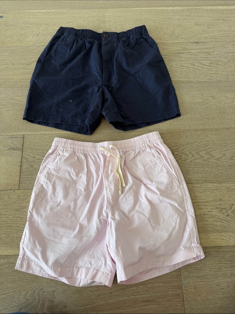 J. Crew Pale Pink and Navy Elastic Waist Pull-On Shorts